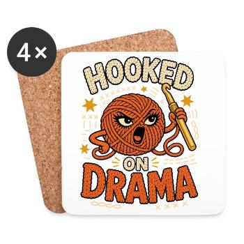 Hooked on Drama – Crochet with Humor - Coasters (set of 4) - white - Front