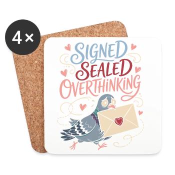 Signé Sealed Overthinking Dove - Dessous de verre (lot de 4) - blanc - Devant
