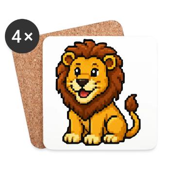Pixel Lion Cub Design - Dessous de verre (lot de 4) - blanc - Devant