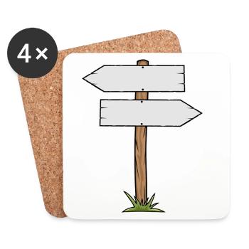 Dessin animé en panneau en bois - Dessous de verre (lot de 4) - blanc - Devant