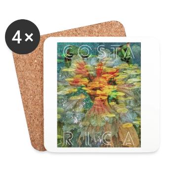 Collage des feuilles tropicales du Costa Rica - Dessous de verre (lot de 4) - blanc - Devant
