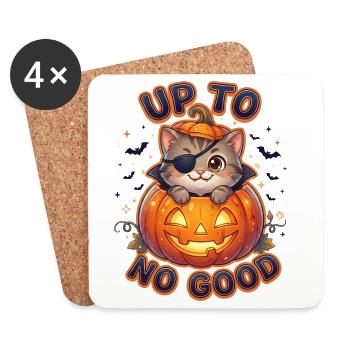 Chat d’Halloween Méchant - Dessous de verre (lot de 4) - blanc - Devant