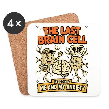 Last Brain Cell Fear Coffee Humor - Coasters (set of 4) - white - Front
