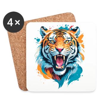 Tiger - Untersetzer (4er-Set) - Weiß - Vorne