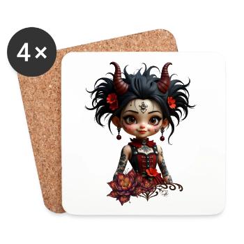 Gothic Lotus Chibi - Coasters (set of 4) - white - Front