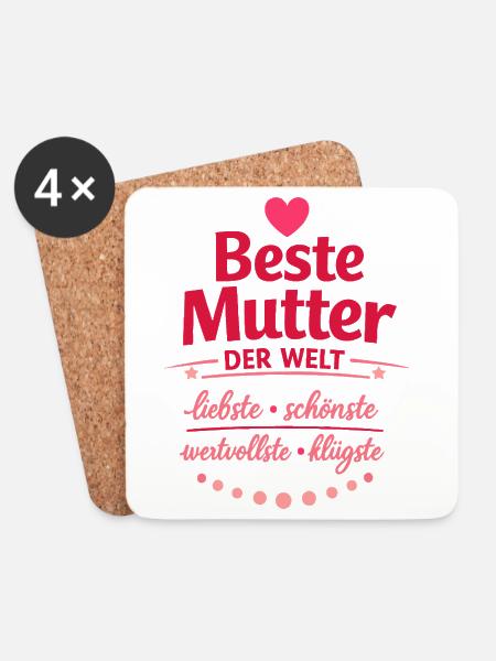 Beste Mutter der Welt - Untersetzer (4er-Set) - Weiß