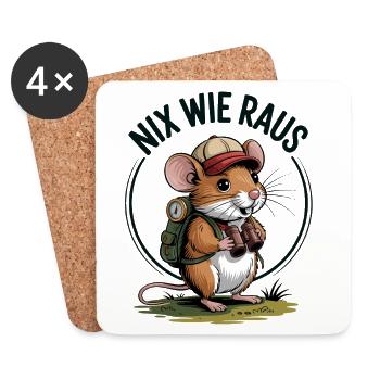 Outdoor Maus - Untersetzer (4er-Set) - Weiß - Vorne