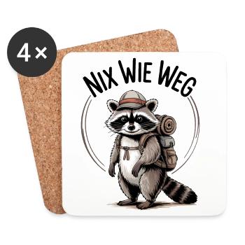 Outdoor Waschbär - Untersetzer (4er-Set) - Weiß - Vorne