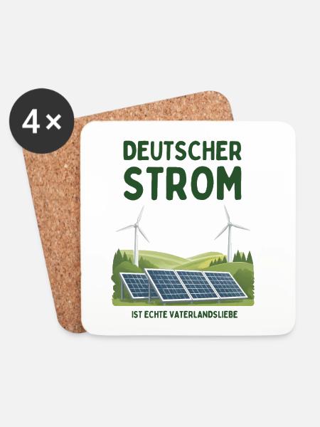 Deutscher Strom ist Vaterlandsliebe - Untersetzer (4er-Set) - Weiß