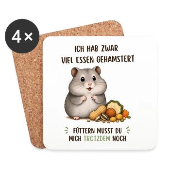 Hamster Hunger: Viel Essen, Noch Mehr Futter - Untersetzer (4er-Set) - Weiß - Vorne