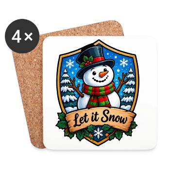 Let it Snow Schneemann Shield - Untersetzer (4er-Set) - Weiß - Vorne