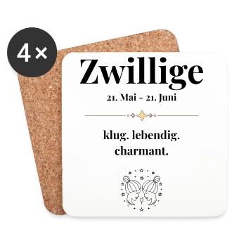 Zwillinge Sternzeichen Eigenschaften - Untersetzer (4er-Set) - Weiß - Vorne