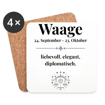Waage Sternzeichen liebevoll elegant diplomatisch - Untersetzer (4er-Set) - Weiß - Vorne