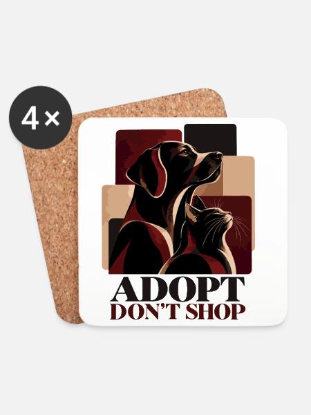 Adopt Don’t Shop Dog & Cat - Untersetzer (4er-Set) - Weiß