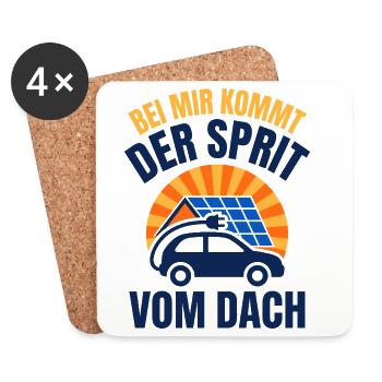 E-Auto Sprit vom Dach - Solar Photovoltaik - Untersetzer (4er-Set) - Weiß - Vorne