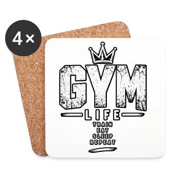 Gym Life Repeat - Untersetzer (4er-Set) - Weiß - Vorne