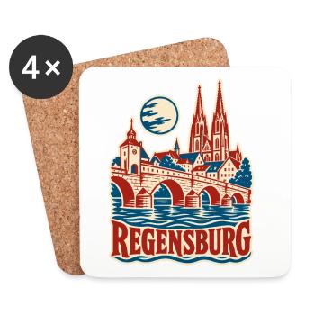 Regensburg Steinerne Brücke - Untersetzer (4er-Set) - Weiß - Vorne