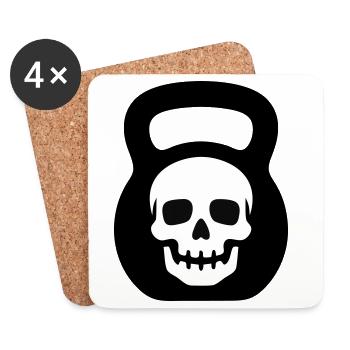 Totenkopf Kettlebell Logo - Untersetzer (4er-Set) - Weiß - Vorne