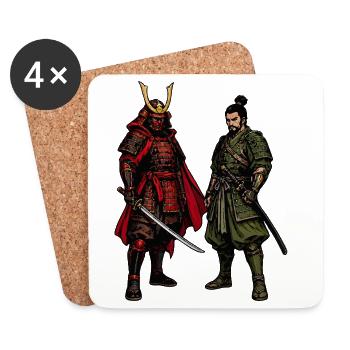 Roter und Grüner Samurai-Kontrast - Untersetzer (4er-Set) - Weiß - Vorne