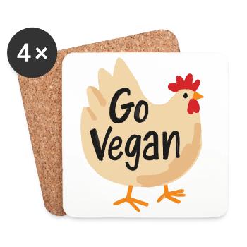 Go Vegan Cute Chicken - Untersetzer (4er-Set) - Weiß - Vorne