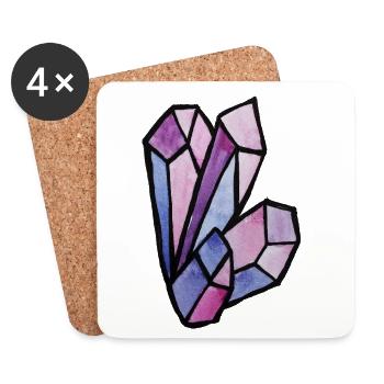 Mosaik aus Buntglas-Edelsteinherzen - Untersetzer (4er-Set) - Weiß - Vorne