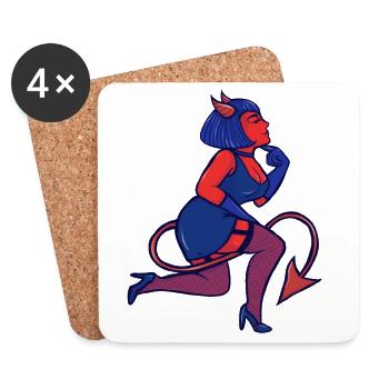 Crimson Devil Pinup - Untersetzer (4er-Set) - Weiß - Vorne