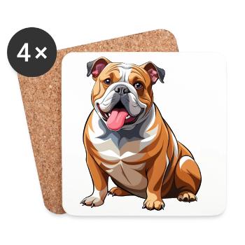Bulldoggen-Hundesitting - Untersetzer (4er-Set) - Weiß - Vorne