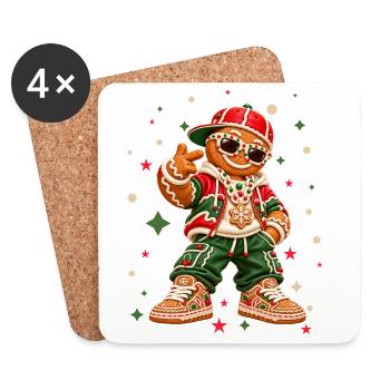 Cooles Lebkuchenmännchen im Streetwear-Look  - Untersetzer (4er-Set) - Weiß - Vorne