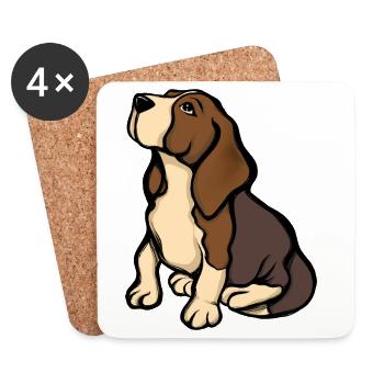 Beagle-Porträt in warmen Tönen - Untersetzer (4er-Set) - Weiß - Vorne