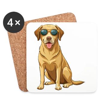Labrador Retriever mit Sonnenbrille - Untersetzer (4er-Set) - Weiß - Vorne