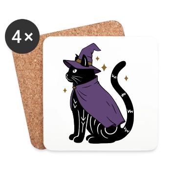 Magische Halloween Katze als Hexe - Bunt - Untersetzer (4er-Set) - Weiß - Vorne