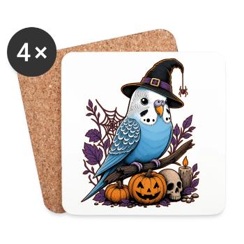 Wellensittich Halloween - Untersetzer (4er-Set) - Weiß - Vorne