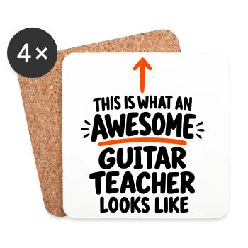 Gitarrenlehrer, Musiker-Geschenk - Untersetzer (4er-Set) - Weiß - Vorne