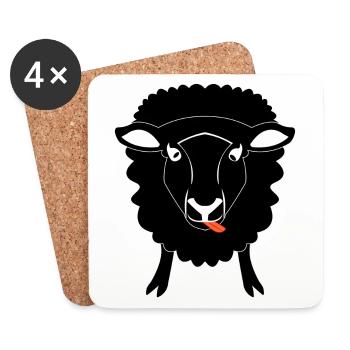 schwarzes Schaf der Familie schwarze Schafe Hirte - Untersetzer (4er-Set) - Weiß - Vorne