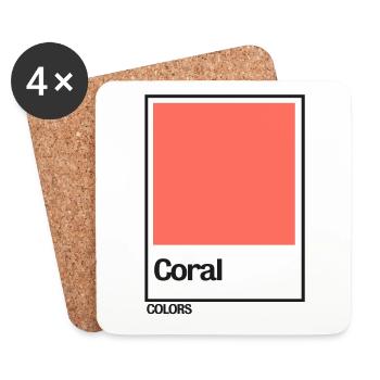 COULEURS Corail - Dessous de verre (lot de 4) - blanc - Devant