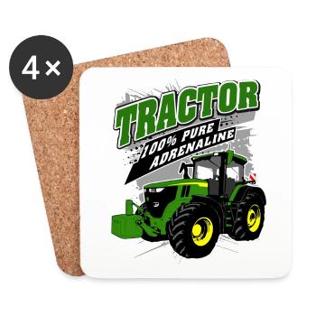 Tracteur - Tracteur - Agriculteur - Agriculteur - Dessous de verre (lot de 4) - blanc - Devant