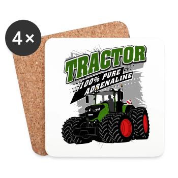 Tracteur - tracteur - agriculteur - agriculteur - Dessous de verre (lot de 4) - blanc - Devant