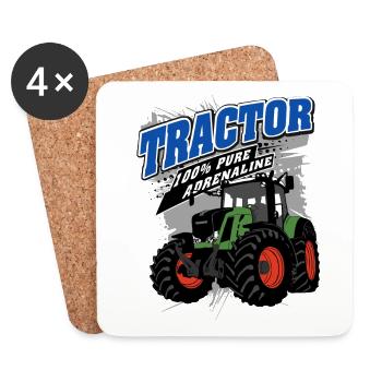 Traktor - Schlepper - Landwirt - Bauer - Untersetzer (4er-Set) - Weiß - Vorne