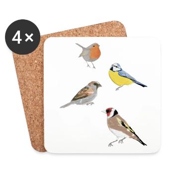 Garden birds - Coasters (set of 4) - white - Front