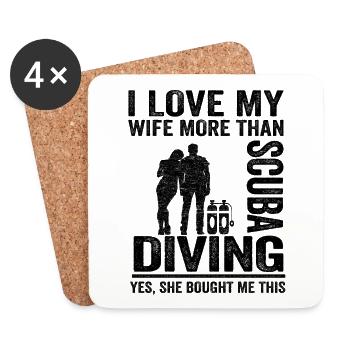 I Love My Wife Funny Scuba Diving Dad Gift - Coasters (set of 4) - white - Front