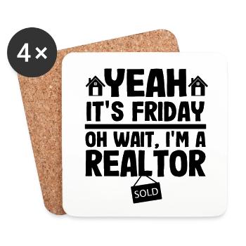 It's Friday Funny Realtor Real Estate Agent Gift - Coasters (set of 4) - white - Front