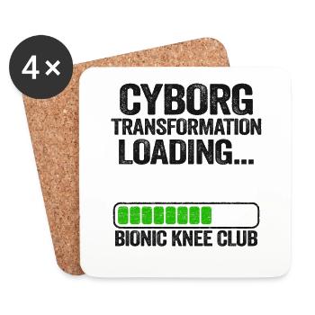 Knie OP Gute Besserung Operation Geschenk Genesung - Untersetzer (4er-Set) - Weiß - Vorne