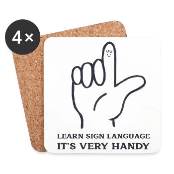 Learn Sign Language It's Very Handy - Coasters (set of 4) - white - Front