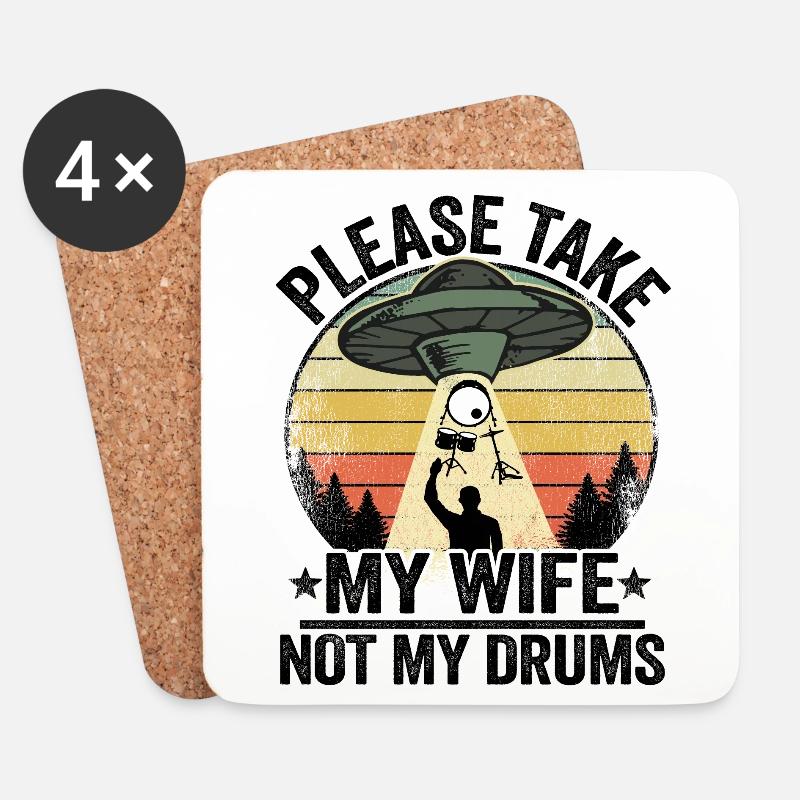 Vintage Drummer Geschenk Schlagzeuger Spruch - Untersetzer (4er-Set) - Weiß