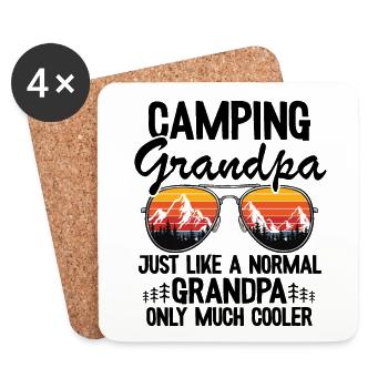 Camping Papy Campeur Grand-père Fête des Pères Caravane - Dessous de verre (lot de 4) - blanc - Devant