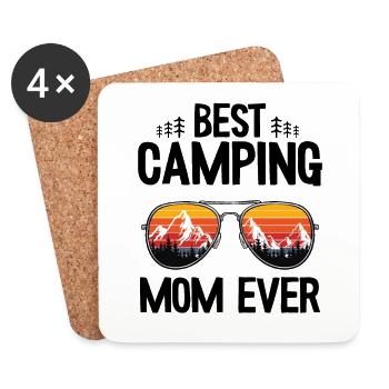 Meilleur Camping Mama Camper Caravane Fête des Mères - Dessous de verre (lot de 4) - blanc - Devant