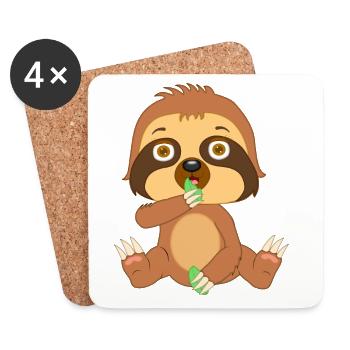 Baby Faultier - Untersetzer (4er-Set) - Weiß - Vorne