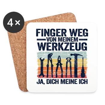 Handwerker Vatertag Geschenk Papa Lustig KFZ Auto - Untersetzer (4er-Set) - Weiß - Vorne