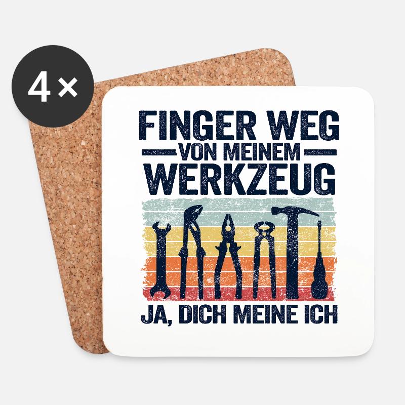 Handwerker Vatertag Geschenk Papa Lustig KFZ Auto - Untersetzer (4er-Set) - Weiß