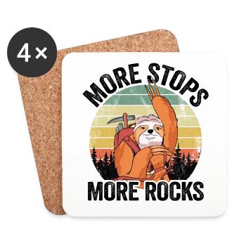 More Stops More Rocks Vintage Sunset Retro Sloth - Coasters (set of 4) - white - Front